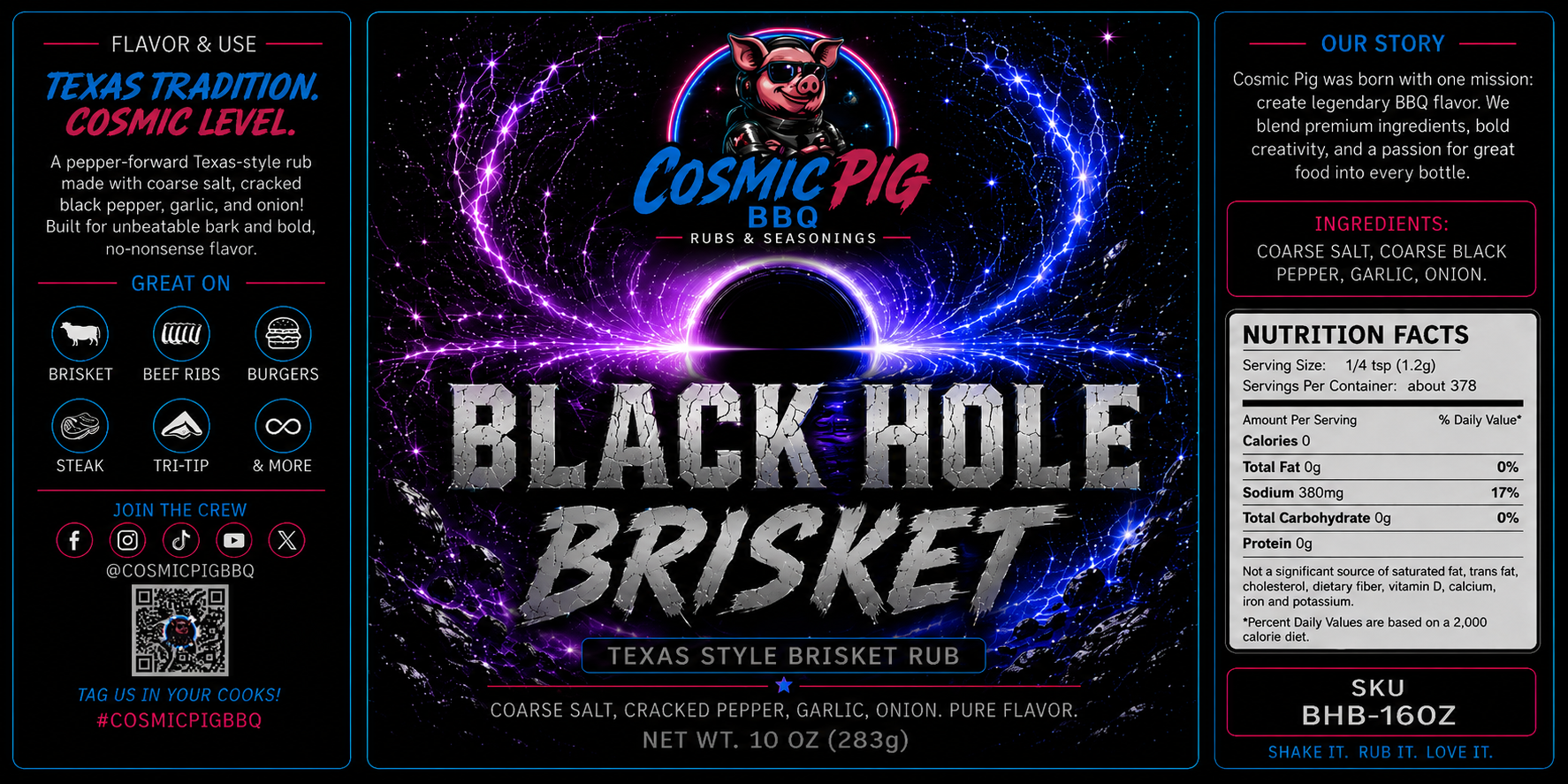 Black Hole Brisket Texas Style Brisket Rub label