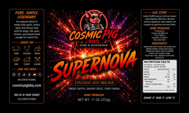 Supernova Scorching BBQ Rub label